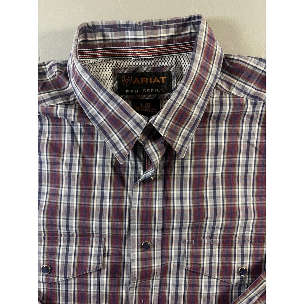 Ariat Western Snap‎ Shirt Mens Large Multicolor Plaid Pro Series Long Sleeve L
